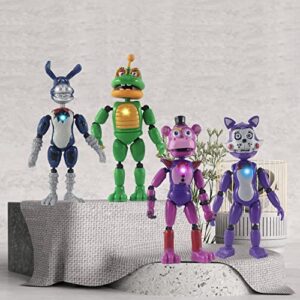 THEMAZ 8Pcs/Set 6.3in Inspired by Game Five Night at Freddys Toys Bonnie Blue Mascot FNAF Action Figure Dolls Light Figures Toys with Movable Joints Cake Decoration for Children