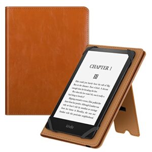 fintie universal case for 6-7 inch tablet ereader - premium pu leather sleeve stand cover with card slot & hand strap for 6", 6.8", 7" kindle/kobo/nook/tolino/pocket book e-book tablet, brown