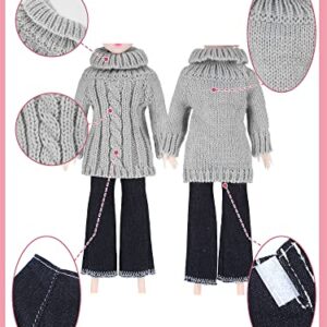 Bencailor 8 Pieces Doll Clothes 11.5 Inch Girl Doll Accessories Cotton Denim Pant Regular Outfit Energetic Doll Clothing Set (Stylish Style)