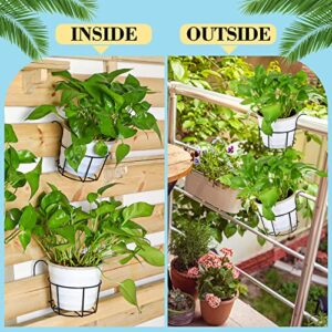 12 Pcs Hanging Railing Planters 6 Inch Flower Pot Holders Black Potted Stand Railing Planter Iron Rack Balcony Planter Basket Small Shelf Container for Indoor Outdoor Balcony Fence Garden Flower Pot