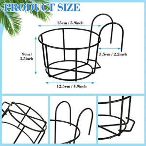 12 Pcs Hanging Railing Planters 6 Inch Flower Pot Holders Black Potted Stand Railing Planter Iron Rack Balcony Planter Basket Small Shelf Container for Indoor Outdoor Balcony Fence Garden Flower Pot