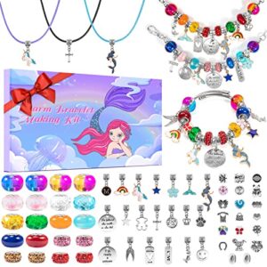 cihope charm bracelet making kit, diy jewelry making kit for girls birthday gifts, mermaid/unicorn girls toys arts and crafts for kids ages 6-12
