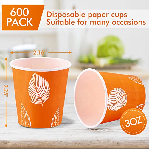 KGKTU 600 Pack 3oz Disposable Paper Cups, Small Disposable Cups, Colorful Small Mouthwash Cups, Mini Paper Cups for Parties, Picnics, Barbecues, Travel and Events