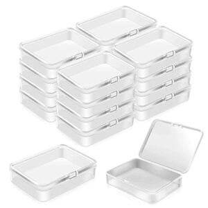 rcybeo 16 pcs small plastic storage containers with lids, 4.5x3.4 inches craft organizers small plastic boxs for collecting small items, beads, jewelry, crafts accessories, game pieces, business cards,tools