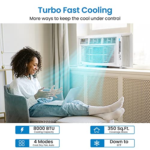 Acekool 8000 BTU Smart Window Air Conditioner, Window AC Unit with Remote/App Control and Dehumidification Function, Energy Savings, Quiet Operation, Cools 350 Sq.ft, 110-115V