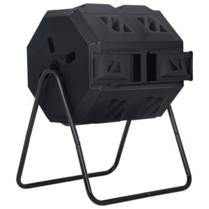 mghh outdoor composting bins, tumbling composter dual rotating batch compost bin, for yard waster 43 gallon- black door