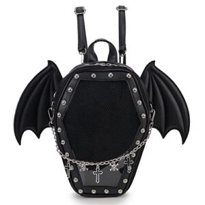 enjoinin gothic coffin shape purses and handbags for women halloween shoulder bag ita purse backpack with wings 2 way