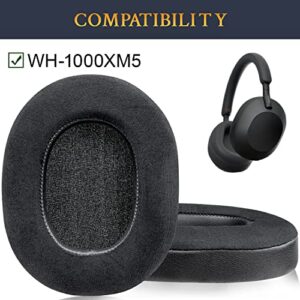 SOULWIT Cooling-Gel Replacement Earpads for Sony WH-1000XM5 (WH1000XM5) Noise Canceling Headphones, Ear Pads Cushions with High-Density Noise Isolation Foam, Added Thickness - Black