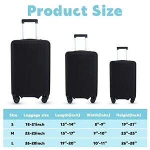 Kajaia 3 Pcs Luggage Cover Suitcase Protector Travel Suitcase Cover Anti Scratch Luggage Protector Washable Fits 18-28 Inch Luggage (Black)