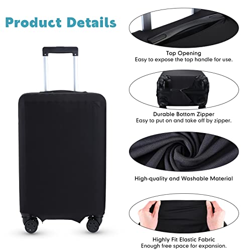 Kajaia 3 Pcs Luggage Cover Suitcase Protector Travel Suitcase Cover Anti Scratch Luggage Protector Washable Fits 18-28 Inch Luggage (Black)