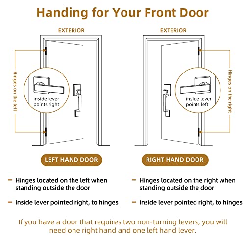 Front Door Handle Set, Exterior Door Handle Single Cylinder Lower Half Door Lock Lever Reversible, Entry Door Handleset for Left and Right Handed Interior, Oil Rubbed Bronze Finish Handlesets Knob