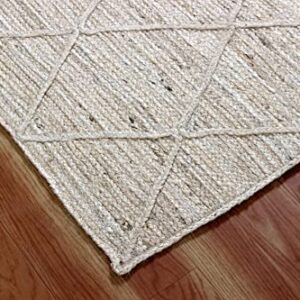 CASAVANI Hand Braided Rag Rug Geometric Beige 4x20 Ft Runner Shape Jute Rug Indoor/Outdoor Use Doormat Rugs for Dining Room,Bedroom,Loundry Room & Balcony 4x6 Feet