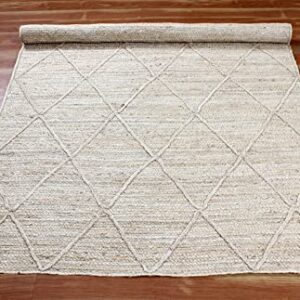 CASAVANI Hand Braided Rag Rug Geometric Beige 4x20 Ft Runner Shape Jute Rug Indoor/Outdoor Use Doormat Rugs for Dining Room,Bedroom,Loundry Room & Balcony 4x6 Feet