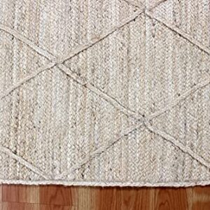 CASAVANI Hand Braided Rag Rug Geometric Beige 4x20 Ft Runner Shape Jute Rug Indoor/Outdoor Use Doormat Rugs for Dining Room,Bedroom,Loundry Room & Balcony 4x6 Feet