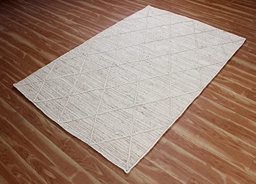 CASAVANI Hand Braided Rag Rug Geometric Beige 4x20 Ft Runner Shape Jute Rug Indoor/Outdoor Use Doormat Rugs for Dining Room,Bedroom,Loundry Room & Balcony 4x6 Feet