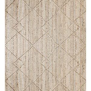 CASAVANI Hand Braided Rag Rug Geometric Beige 4x20 Ft Runner Shape Jute Rug Indoor/Outdoor Use Doormat Rugs for Dining Room,Bedroom,Loundry Room & Balcony 4x6 Feet