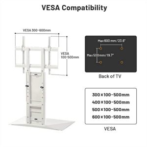 WALL V4 Floor Type | Japanese 50-90 Inch Universal Large-Screen Heavy Duty Pedestal TV Stand Adjustable Mount, No Drill | Satin White