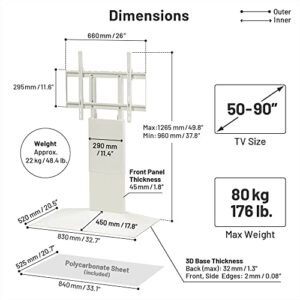 WALL V4 Floor Type | Japanese 50-90 Inch Universal Large-Screen Heavy Duty Pedestal TV Stand Adjustable Mount, No Drill | Satin White