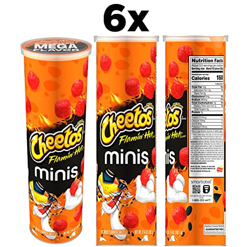 Cheetos Minis, Flamin' Hot Cheese Flavored Canisters, (6 Pack)