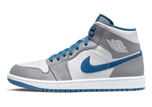 nike mens air jordan 1 mid shoes, cement grey/white-true blue, 11