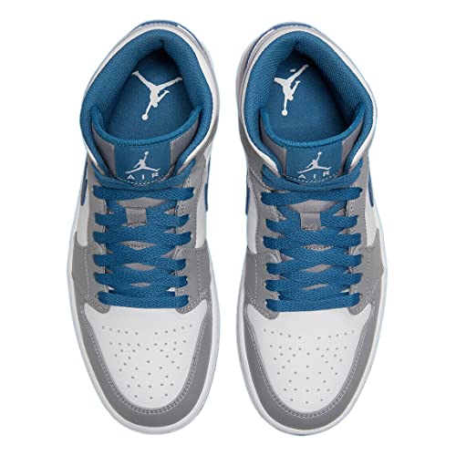 Nike mens Air Jordan 1 Mid Shoes, Cement Grey/White-true Blue, 10.5