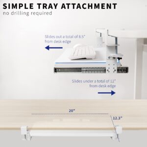 VIVO Large Height Adjustable Under Desk Keyboard Tray with RGB LED Light Mouse Pad, C-clamp Mount, 27 (33 with Clamps) x 11 inch Slide-Out Platform Computer Drawer for Typing, White, MOUNT-KB05GPW