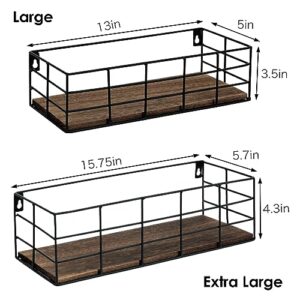 Fixwal Hanging Floating Shelves, 2 Sets of Wall Mounted Shelves for Wall Storage, Hanging Storage Shelf for Bathroom, Living Room, Bedroom, Kitchen (Brown)