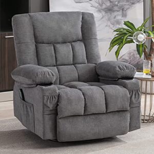 massage swivel rocker recliner chair with vibration massage and heat ergonomic lounge chair for living room with rocking function and side pocket, 2 cup holders, usb charge port