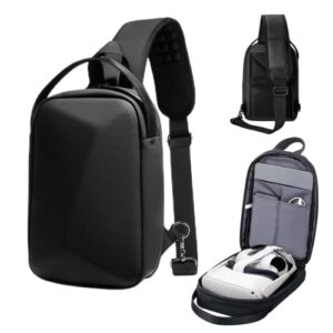 carrying case for oculus quest 2/meta quest pro, hard travel case for meta quest pro vr gaming elite strap headset and oculus quest 2 accessories crossbody shoulder chest backpack