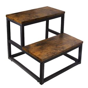 wooden step stools for adults kids - heavy duty bedside 2 step stool for high beds kitchen bathroom