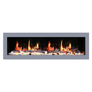 litedeer homes gloria ii 68 inch smart control electric fireplace insert with wifi enable, zef68xs silver white fireplace 68