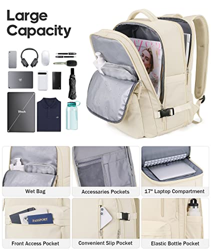 Large Travel Laptop Backpack, Expandable 45L Carry On Backpack Water Resistant Airline Approved Business Work Computer Bag Gifts for Men & Women Fits 17 Inch Notebook