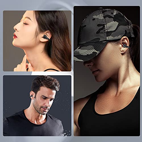 BNGXR Wireless Ear Clip Bone Conduction Headphones, 2023 Upgrade Open Headphones Bluetooth, Bluetooth Earphones for Running, Sports, Cycling (Black Battery Display)