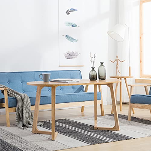 Large Dining Table, Solid Wood Kitchen Tables 120cm Oval Side Table with V-shaped Legs Sturdy Coffee Table for Cafe, Dining Room and Office, Easy Assemble(Size:120 * 57 * 60CM,Color:C)