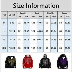 Easyoyo Skeleton 1/4 Zip Up Hoodie for Men Women, Gothic Diamond Glitter Oversize Grunge Punk Dark Sweatshirt