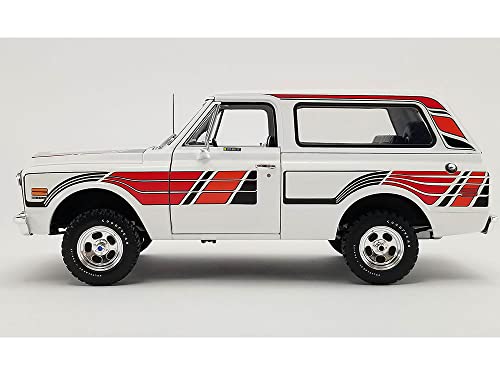 1972 Chevy K5 Blazer White with Graphics Feathers Edition Limited Edition to 852 Pieces Worldwide 1/18 Diecast Model Car by Acme A1807705