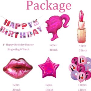 Cymylar Princess Balloon Girl Birthday Balloon Spa Girl Birthday Party Decoration Make Up Party Supplies Lip Lipstick Princess Foil Balloon