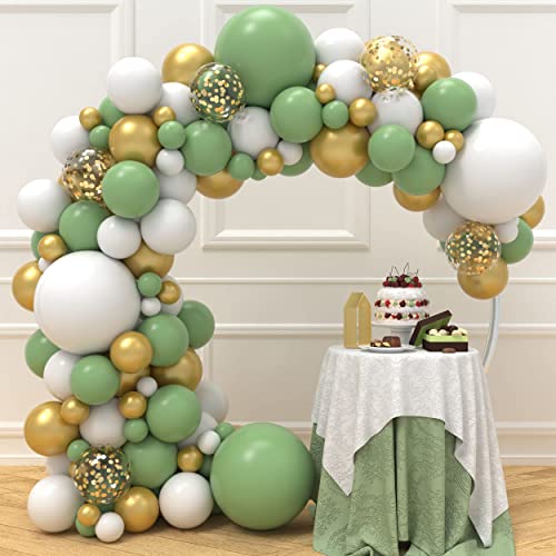 JOYYPOP 129pcs Sage Green Balloon Garland Arch Kit Different Size 18 12 5 Inch Olive Green Balloon Arch Kit for Baby Shower Wedding Birthday Party Decorations