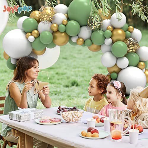 JOYYPOP 129pcs Sage Green Balloon Garland Arch Kit Different Size 18 12 5 Inch Olive Green Balloon Arch Kit for Baby Shower Wedding Birthday Party Decorations