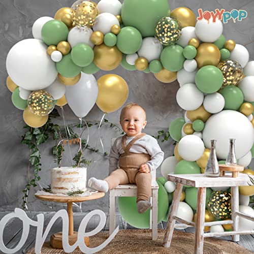 JOYYPOP 129pcs Sage Green Balloon Garland Arch Kit Different Size 18 12 5 Inch Olive Green Balloon Arch Kit for Baby Shower Wedding Birthday Party Decorations