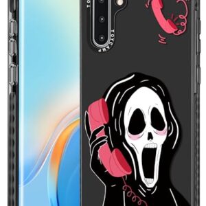 Toycamp for Note 10 Case, Cute Funny Skull Skeleton Design for Women Girls Boys Teens for Galaxy Note 10 Cases, Cute Cartoon Black Face Print Cover for Samsung Galaxy Note 10 Case, 6.3''