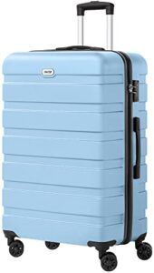 anyzip luggage pc abs hardside lightweight suitcase with 4 universal wheels tsa lock checked-large 28 inch light blue