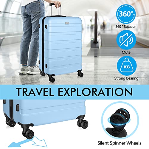 AnyZip Luggage PC ABS Hardside Lightweight Suitcase with 4 Universal Wheels TSA Lock Checked-Large 28 Inch Light Blue