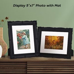 PHAREGE Vintage 8x10 Black Picture Frame, Ornate 5x7 Picture Frame with Mat or 8x10 Photo Frame without Mat, Antique Decor for Tabletop or Wall Display, 1 Pack