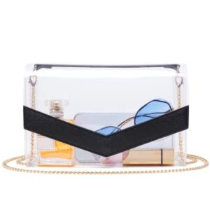 Vorspack Clear Bag Stadium Approved - Cute Clear Purse for Women PVC Clear Crossbody Bag for Sports Concert Festival - Black