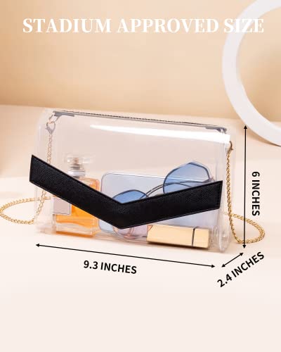Vorspack Clear Bag Stadium Approved - Cute Clear Purse for Women PVC Clear Crossbody Bag for Sports Concert Festival - Black