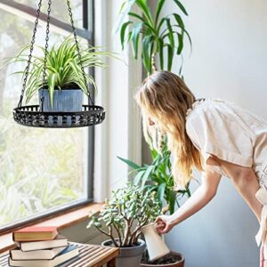 PIKAMAO Plant Hanger Indoor Outdoor, Classy Glossy Black Hanging Plant Holder, Hanging Plant Shelf, Plant Hanging Basket, Decorative Metal Plant Holder