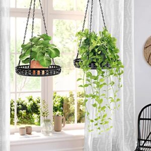 PIKAMAO Plant Hanger Indoor Outdoor, Classy Glossy Black Hanging Plant Holder, Hanging Plant Shelf, Plant Hanging Basket, Decorative Metal Plant Holder