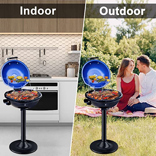 High Power 1800W Electric Smokeless Barbecue Grill Indoor/Outdoor for 15-Serving Patio ManVi Nonstick Portable Removable Stand Grill to Cooking,BBQ Party,Trip