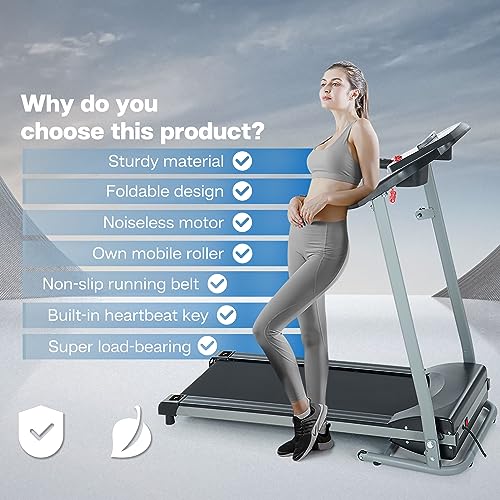 HomJoones Home Foldable Treadmill with Incline, Folding for Workout, Electric Walking Machine 15 Preset or Adjustable Programs 250 LB Capacity MP3 Black, 48/''*24/''*48/''